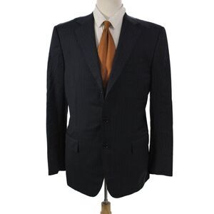 Ermenegildo Zegna Men Wool Striped Blue Suit Jacket Size 50
